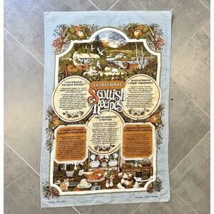 Vintage Traditional Scottish Recipes 20"x30" Towel 1981 Made in Britain by Vista